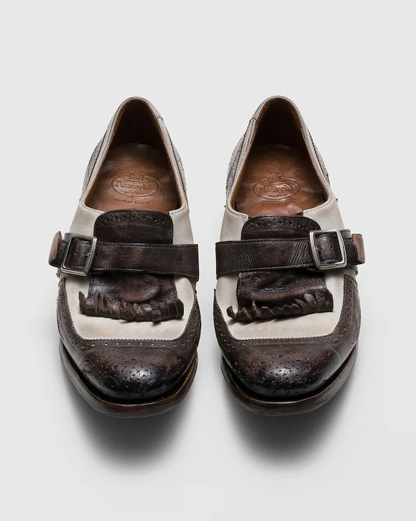 Monk Strap Shanghai de vitela glacé y nubuck