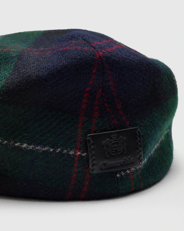 Gorra de conducción de tela tartán de lana de Shetland