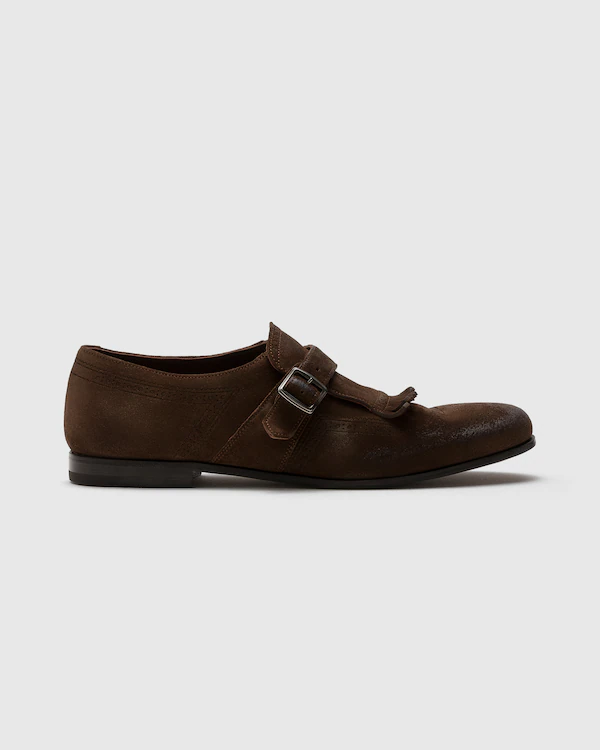 Zapatos Monk Strap de Gamuza Anticuada con Láser Shanghai