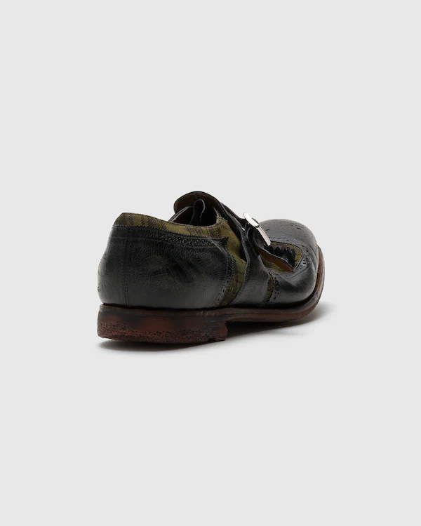Zapato Monk de Cuero Antiguo y Lana de Shanghái