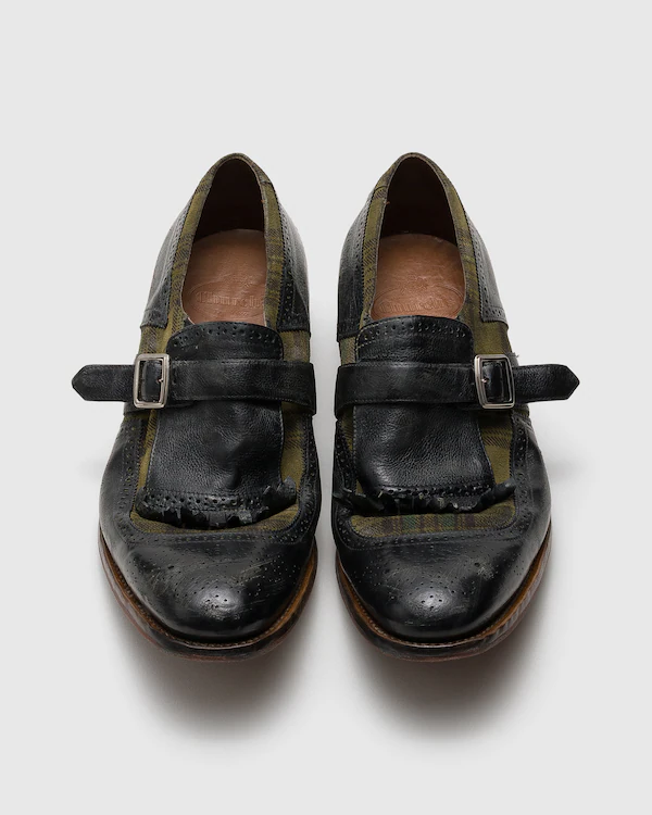Zapato Monk de Cuero Antiguo y Lana de Shanghái