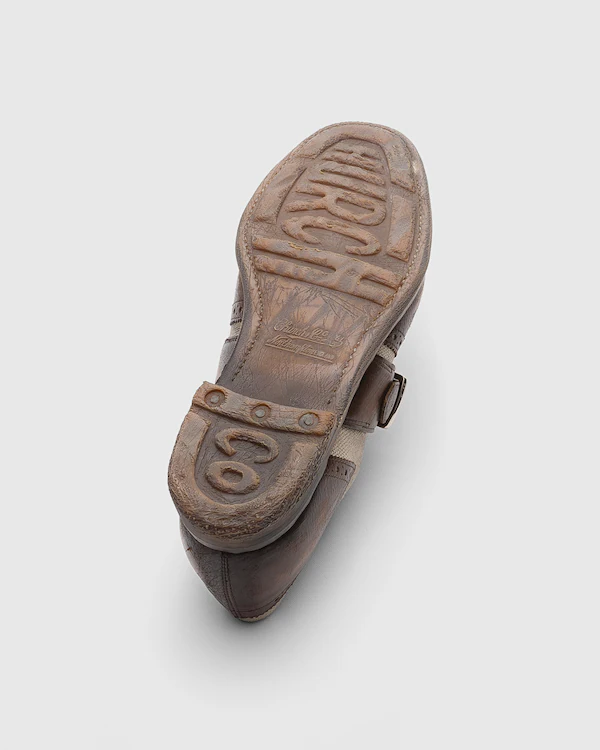 Zapatilla de cuero con hebilla Shanghai W Vintage Glacè y lino