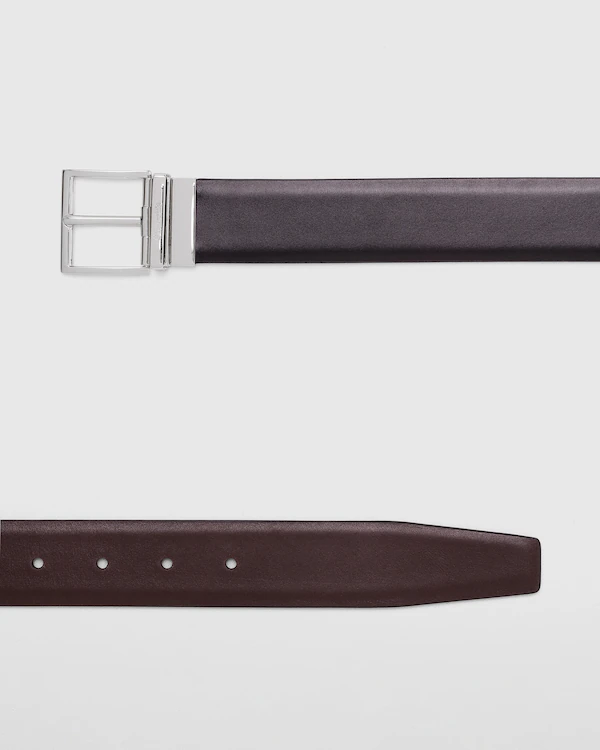 Cinturón de cuero de ternera reversible con hebilla de facetado