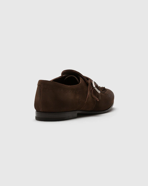 Zapatos Monk Strap de Gamuza Anticuada con Láser Shanghai