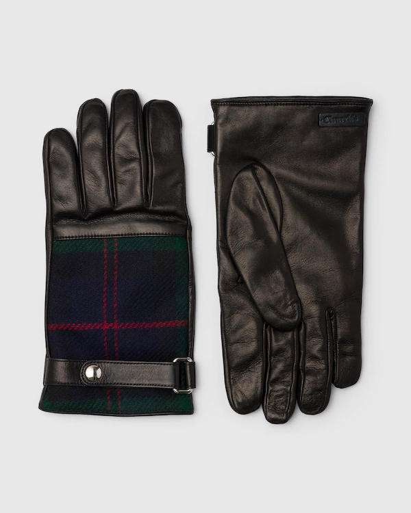 Guantes para Hombres de Nappa y Lana con Estampado Tartán
