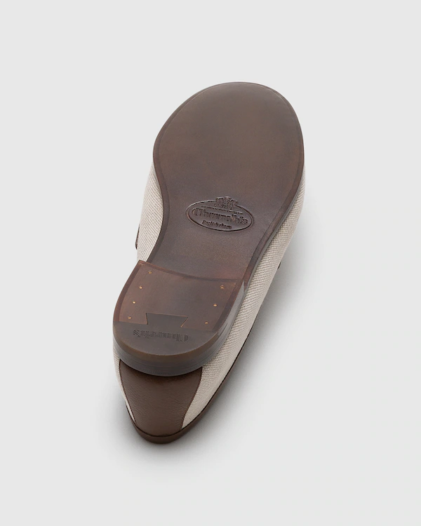 Zapatilla de lino y cuero cepillado fumé