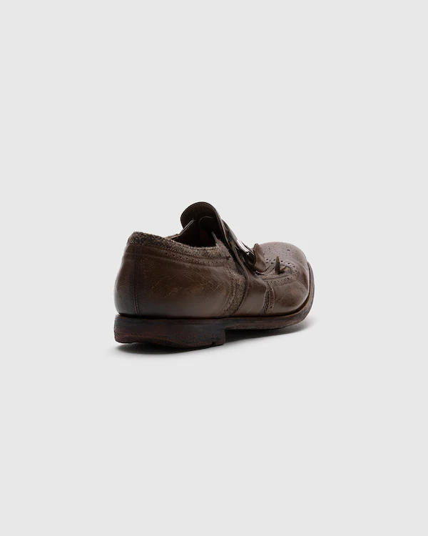 Zapato Monk de Cuero Antiguo y Lana de Shanghai