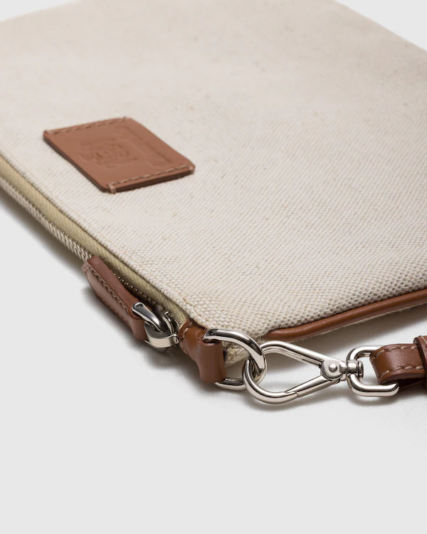 Bolsa de mezcla de lino y cuero