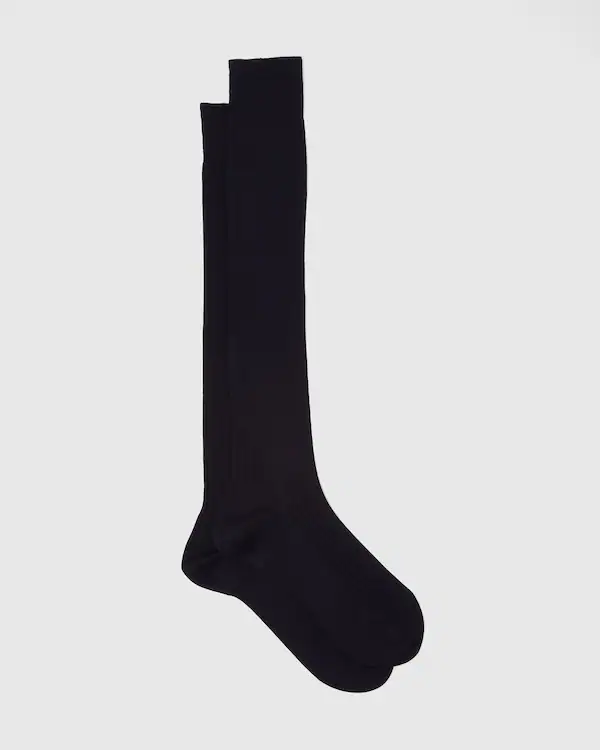 Calcetines de algodón liso de algodón con ribete largo